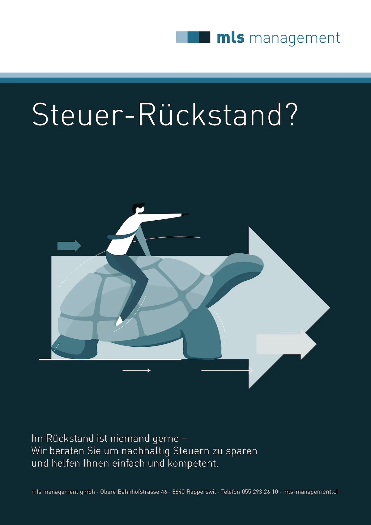 Werbeplakat mls management: Steuer-Rückstand?