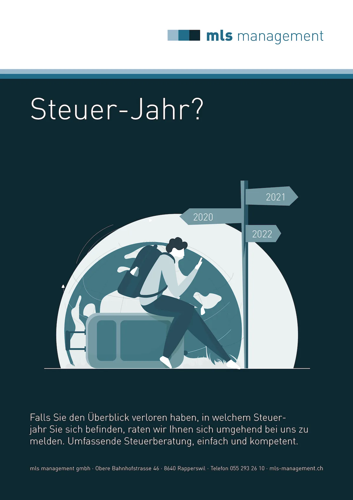 Werbeplakat mls management: Steuer-Jahr?